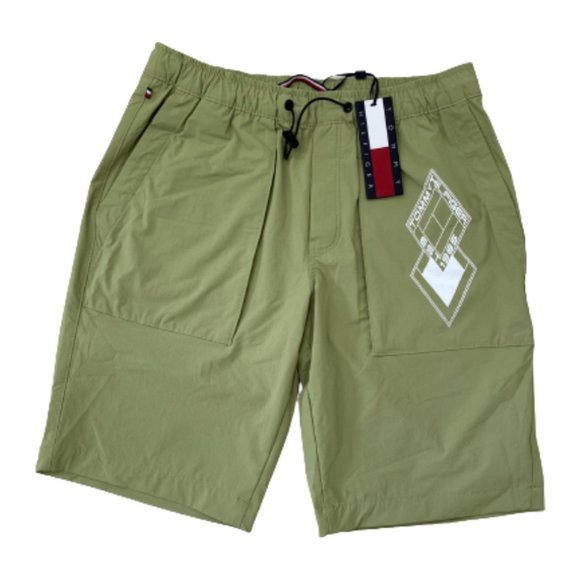 NWT TOMMY HILFIGER IM HARLEM PULL ON LOGO SHORT COLOR VINEYARD OLIVE SIZE SMALL
